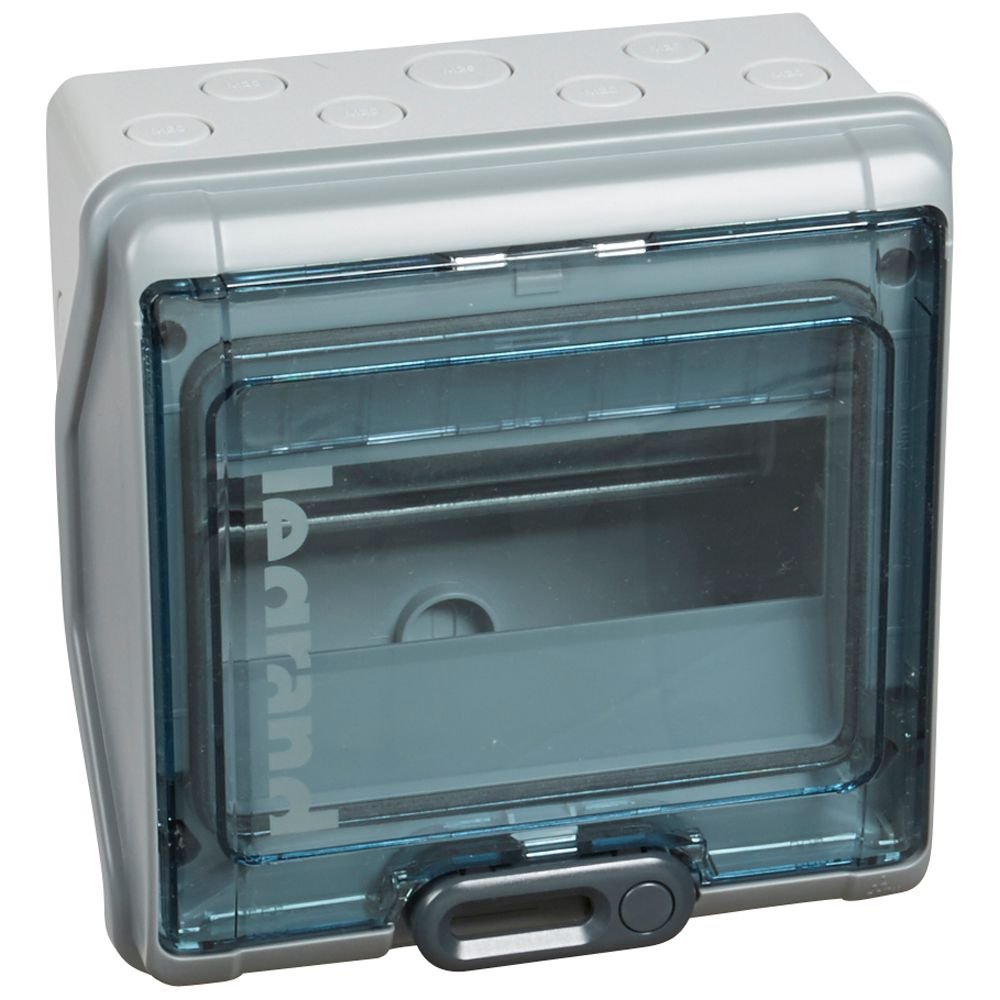 Coffret Avec Porte Transparente Apparent 1R 8 Modules 196 × 196 × 48.5 mm Gris IP65 IK09 Plexo3 001908