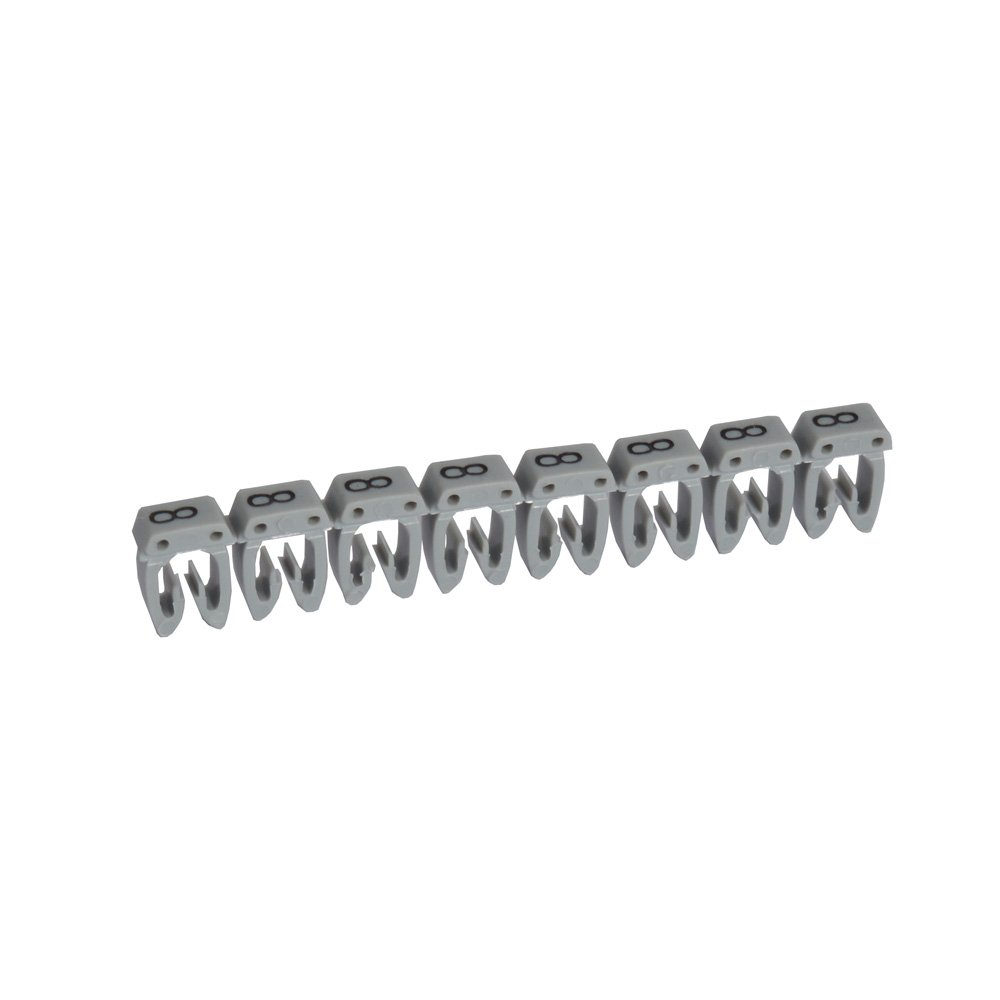 Repere Câble Chiffre 8 Encoche 1.5 -2.5 Mm² Gris CAB3 ( Barette De 30) 038228