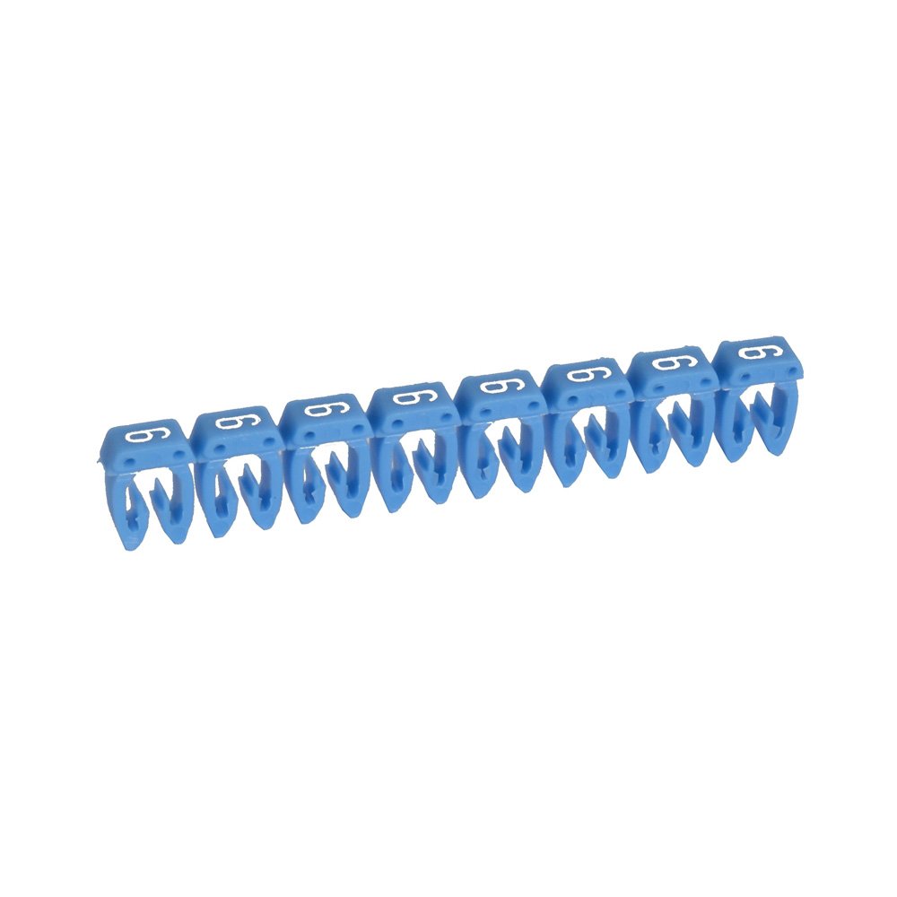 Repere Câble Chiffre 6 Encoche 4-6 Mm² Bleu CAB3 (barrette De 20) 038236