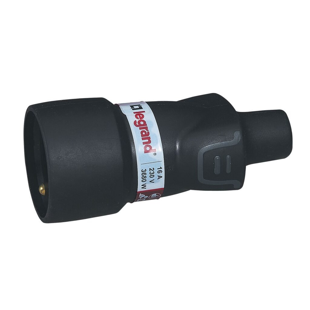 Fiche Femelle Sortie Droite 2p+t 230V 3500W 16A Noir 050115