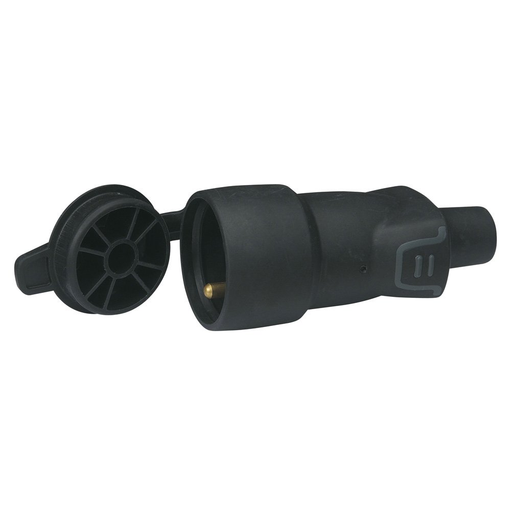 Fiche Femelle Sortie Droite Avec Volet De Protection 2p+t 230V 3500W 16A Noir 050117