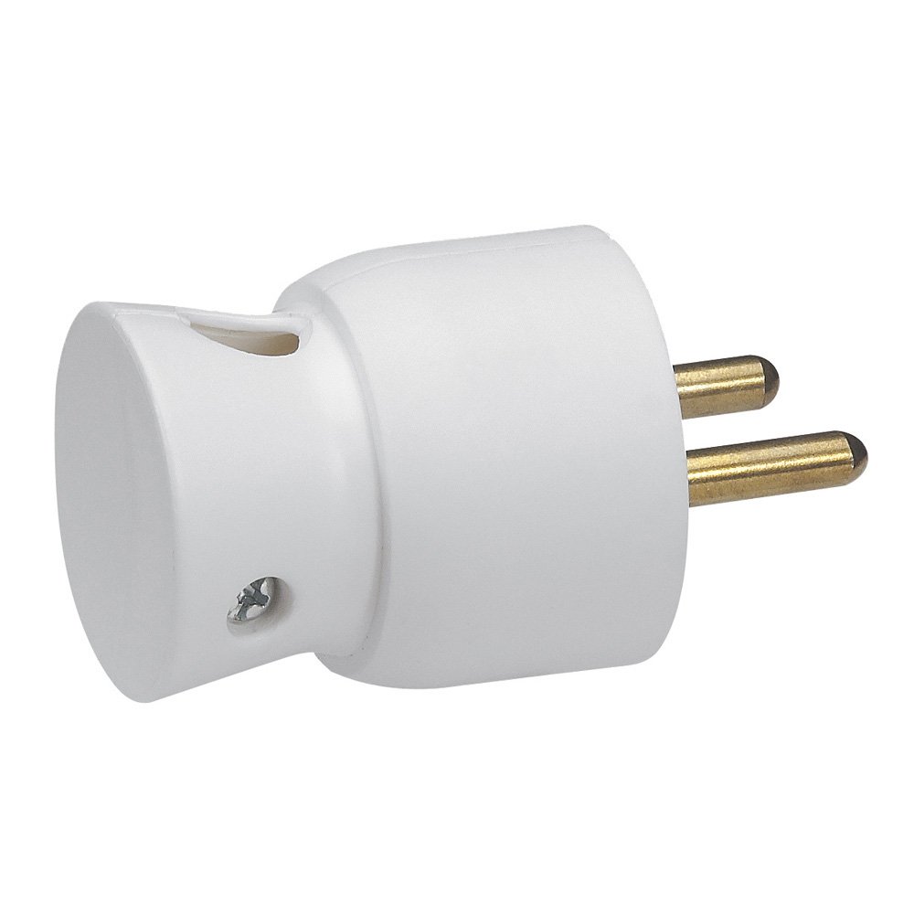Fiche Male Poignee Sortie Laterale 2p+t 230V 3500W 16A Blanc 050416