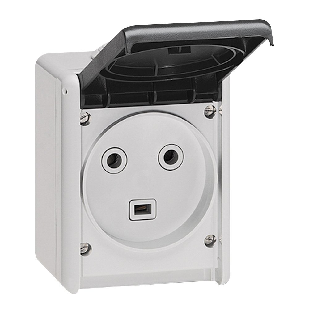 Prise Industrielle a Volet 2p+t 230V 32A Gris PLEXO 055872