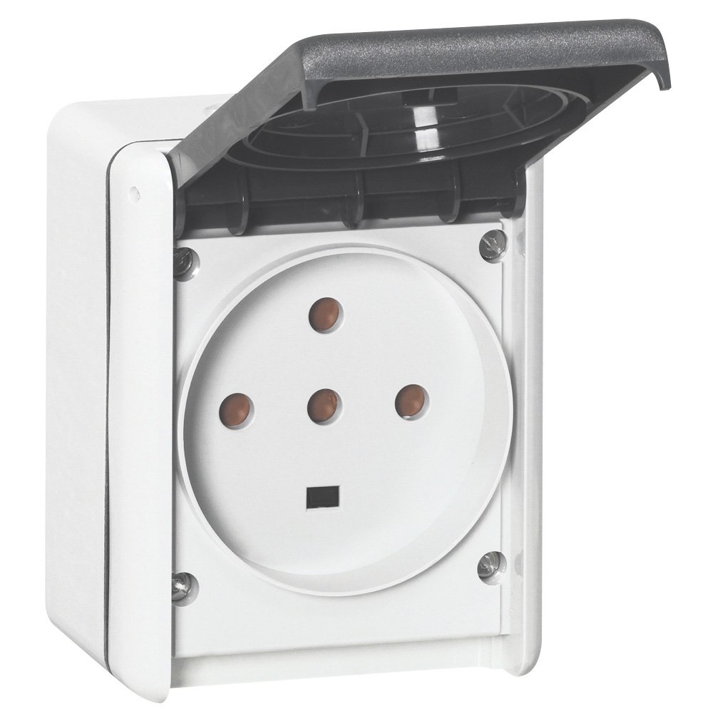 Prise Industrielle a Volet 3p+n+t 400V 32A Blanc PLEXO 055877