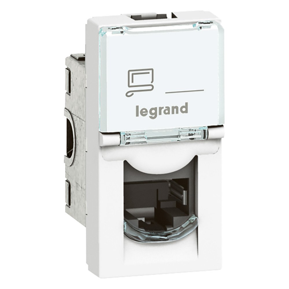 Prise RJ45 Mécanisme À Composer 1 Modules CAT6A STP Blanc MOSAIC 076573