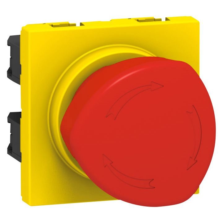 Poussoir Coup De Poing Mécanisme Arret Durgence No+nc Encastré 1 Modules 230V 6A Rouge Jaune MOSAIC 076602