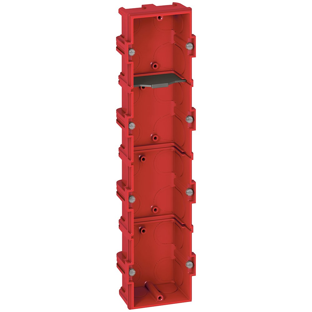 Boîte Dencast. Maconnerie Carre 4P Rouge BATIBOX 080144