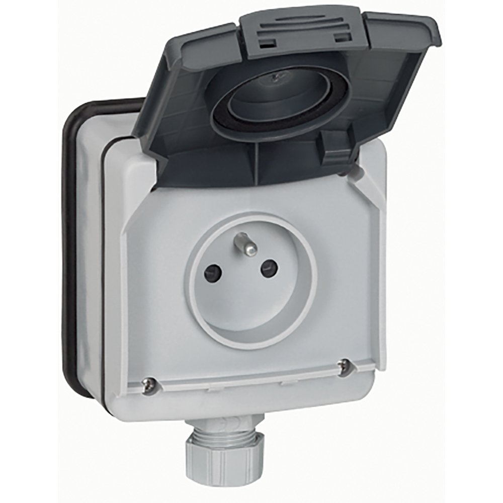 Prise De Courant Apparent 2p+t 230V 3500W 16A Gris PLEXO 090466