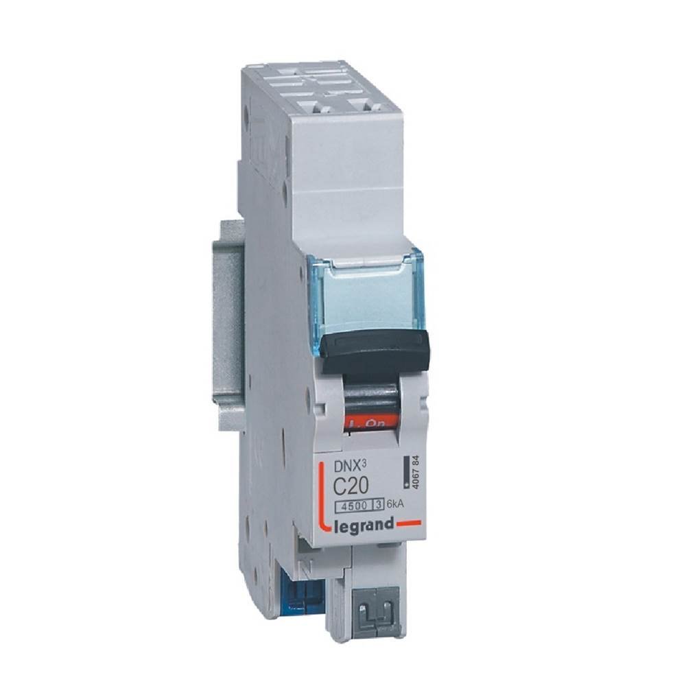 Disjoncteur Legrand DNX3 1P+N 20A courbe C 4,5kA 6kA 406784