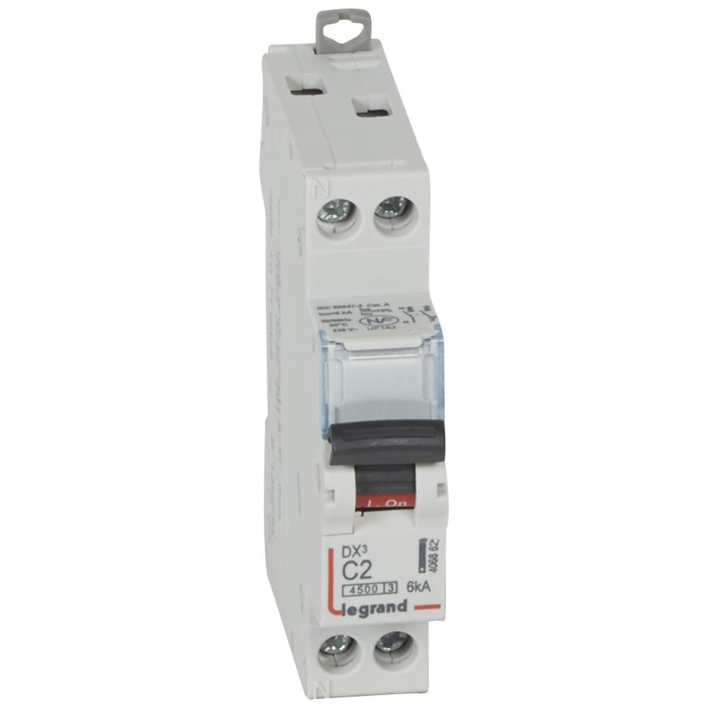 Disjoncteur Legrand DX³ 2A courbe C 1P+N 406862
