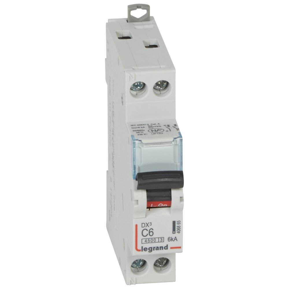 Disjoncteur Legrand DX³ 6A courbe C 1P+N 406865