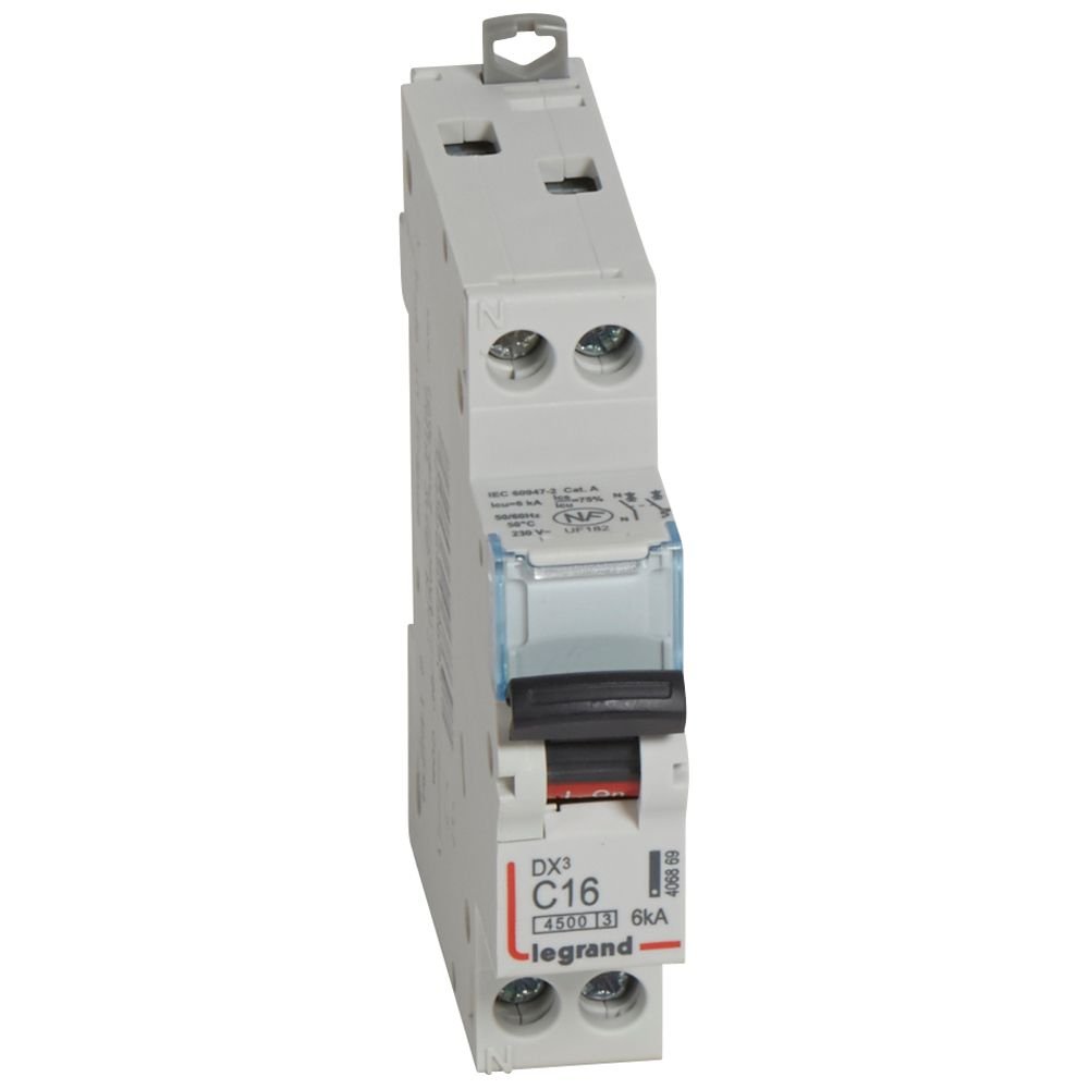 Disjoncteur Legrand DX³ 16A courbe C 1P+N 406869
