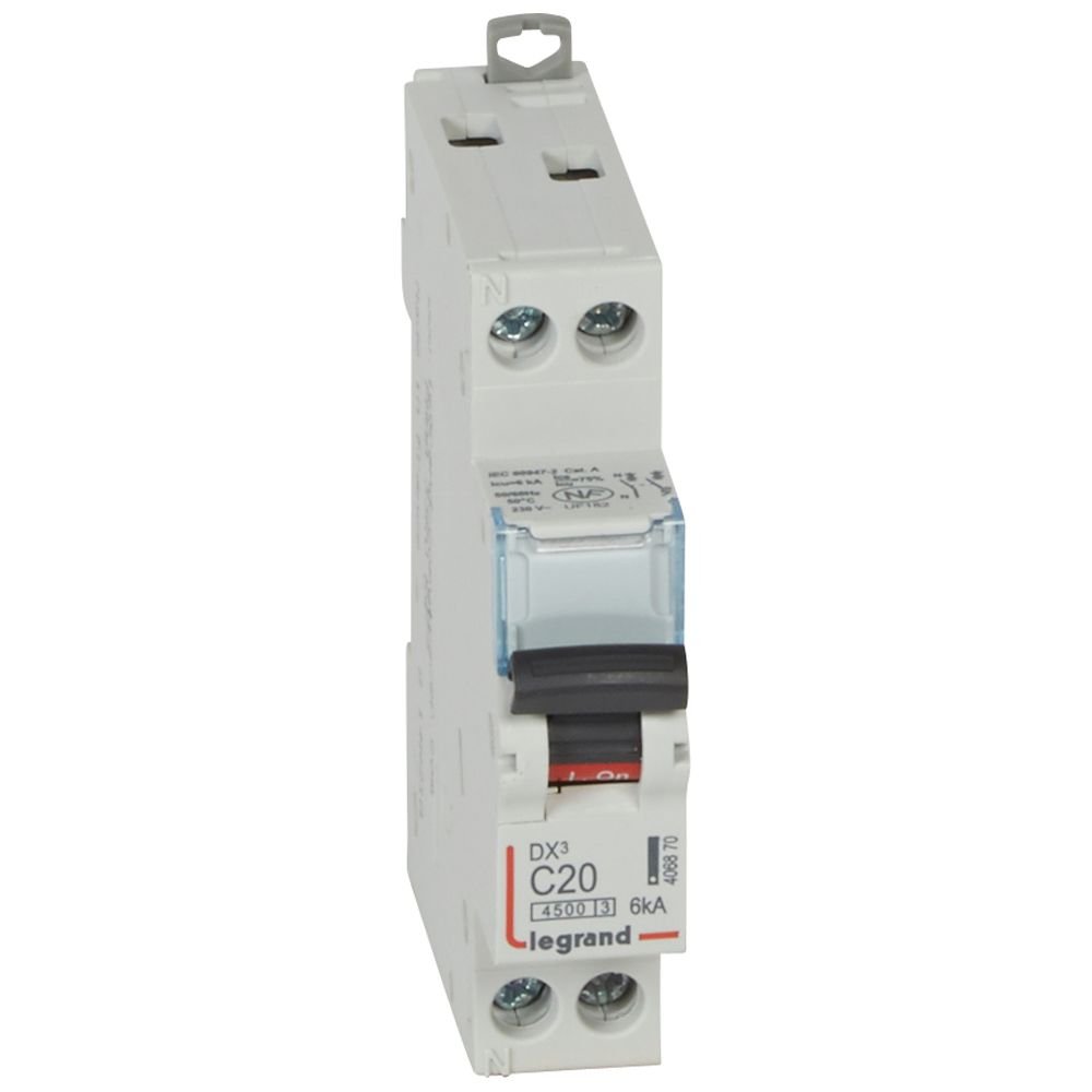 Disjoncteur Legrand DX³ 20A courbe C 1P+N 406870