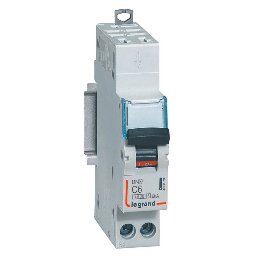 Disjoncteur divisionnaire DNX3 1P+NG C6 4500A/6KA automatique DX³ Legrand 406879