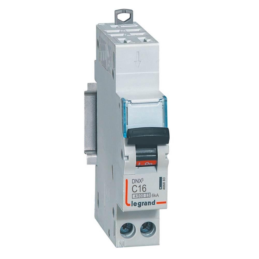 Disjoncteur divisionnaire DNX3 1P+NG C16 4500A/6KA automatique DX³ Legrand 406883
