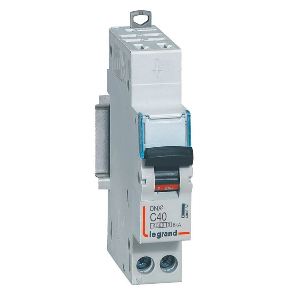 Disjoncteur divisionnaire DX3 1P+NG C40 4500A/6KA automatique DX³ Legrand 406887