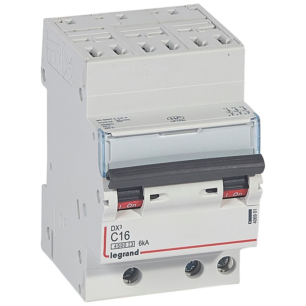 Disjoncteur Legrand DX³ tripolaire 16A courbe C 406901