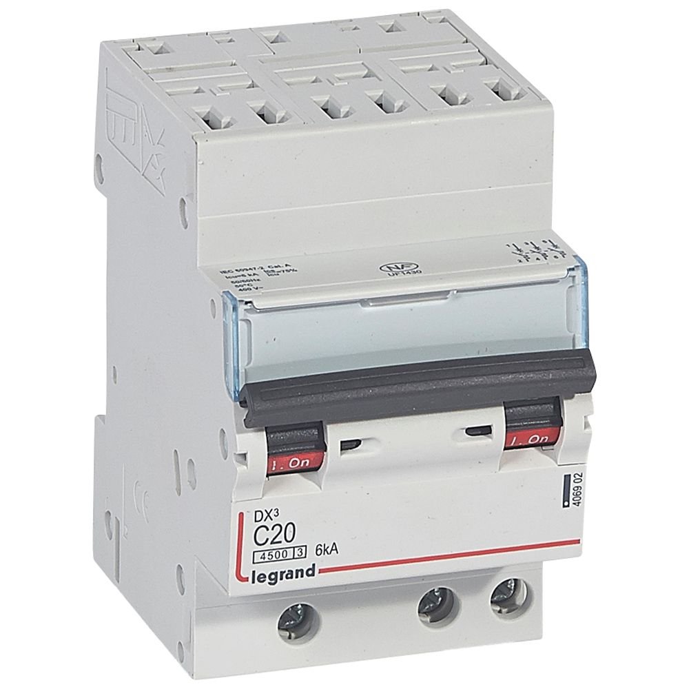 Disjoncteur Legrand DX³ tripolaire 20A courbe C 406902
