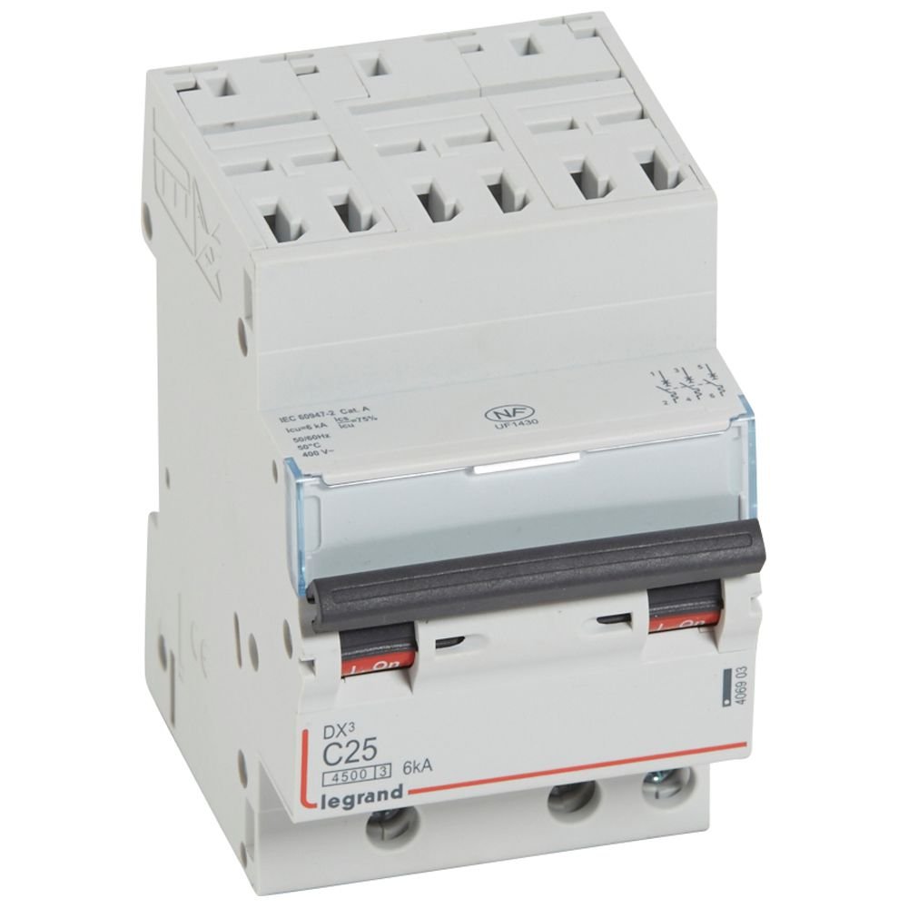 Disjoncteur Legrand DX³ tripolaire 25A courbe C 406903