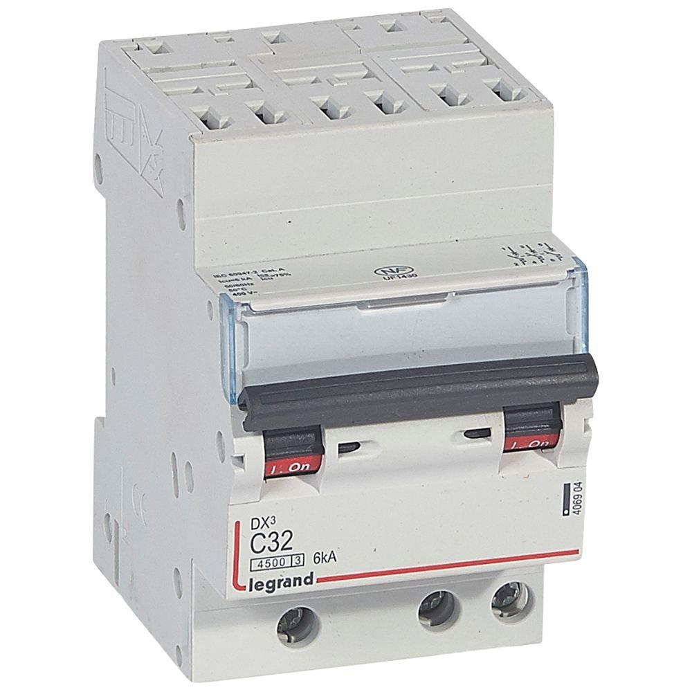 Disjoncteur Legrand DX³ tripolaire 32A courbe C 406904