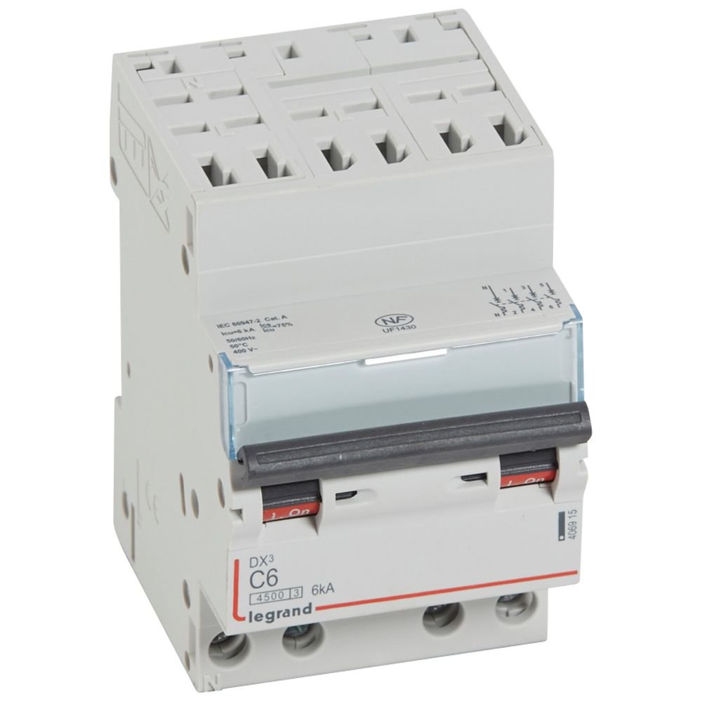 Disjoncteur Legrand DX³4500 4P 6A courbe C 406915