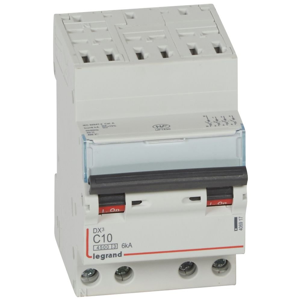 Disjoncteur Legrand DX³4500 4P 10A courbe C 406917