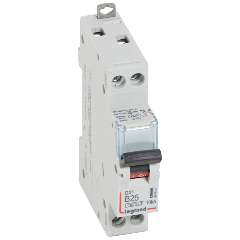 Disjoncteur Legrand DX³ 1P+N B25 6000A 10kA