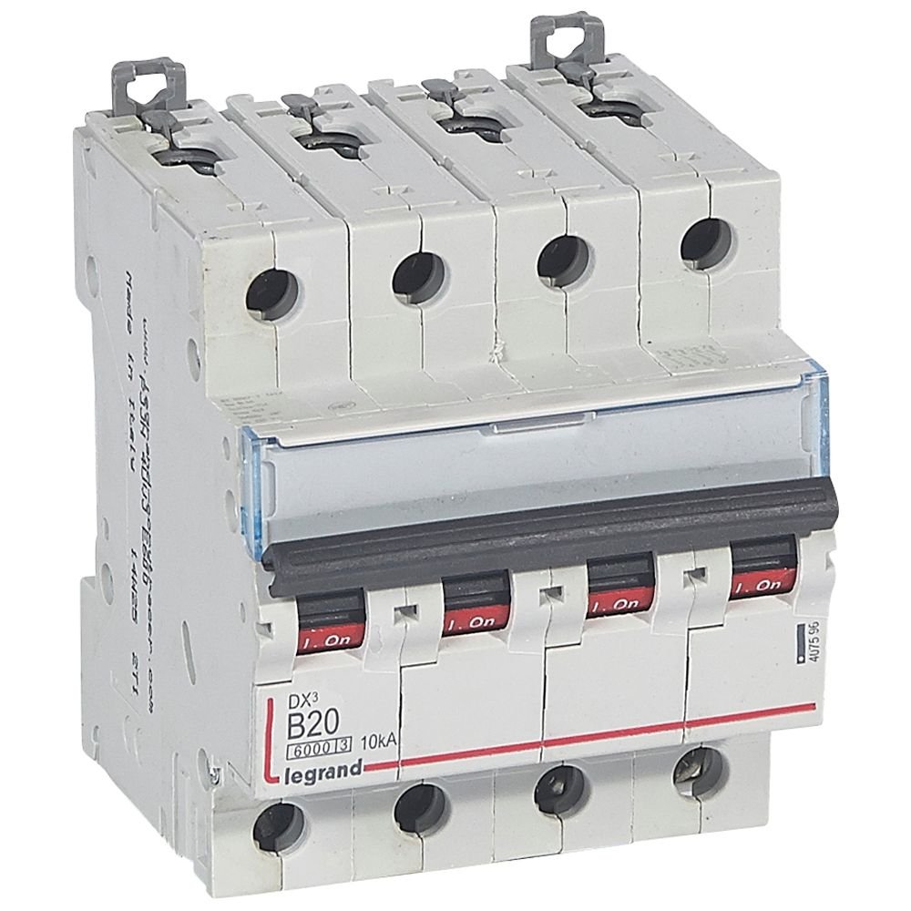 Disjoncteur Legrand DX3 4P B20 6000A 10kA 407596