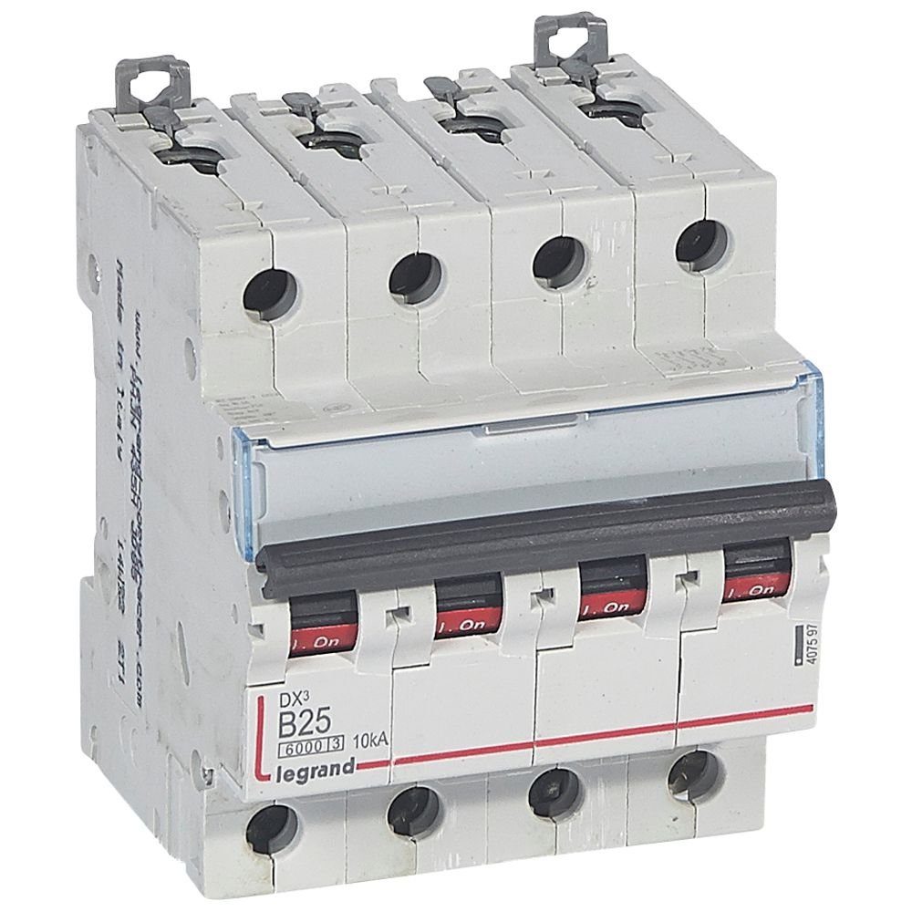 Disjoncteur Legrand DX3 4P B25 6000A 10kA 407597