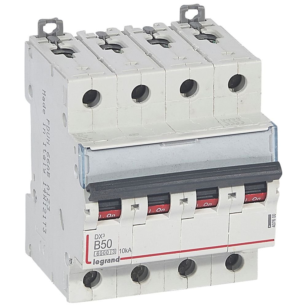 Disjoncteur Legrand DX3 4P B50 6000A 10kA 407600
