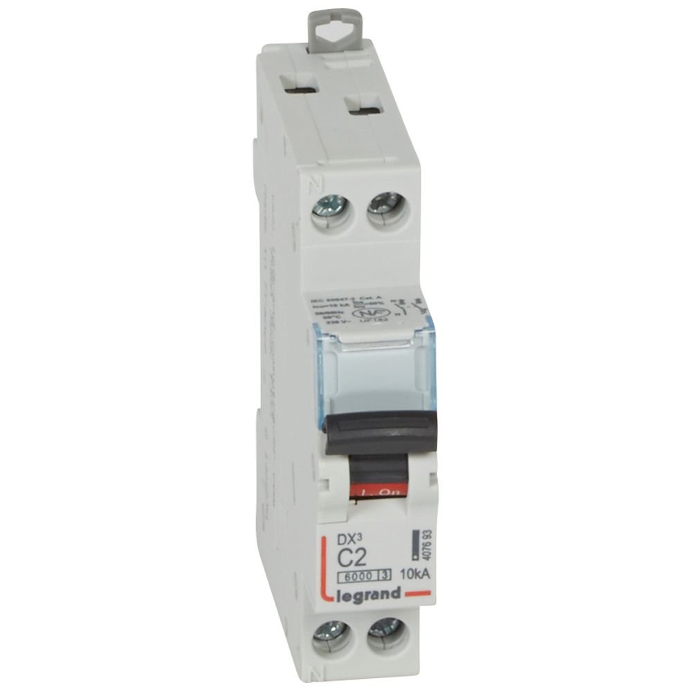 Disjoncteur Legrand DX³ 1P+N 2A courbe C 407693