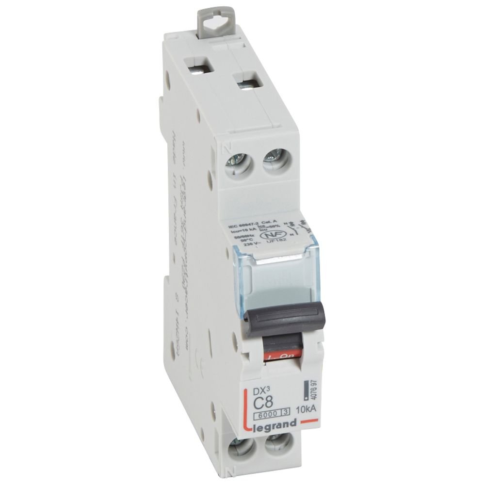 Disjoncteur Legrand DX³ 1P+N 8A courbe C 407697