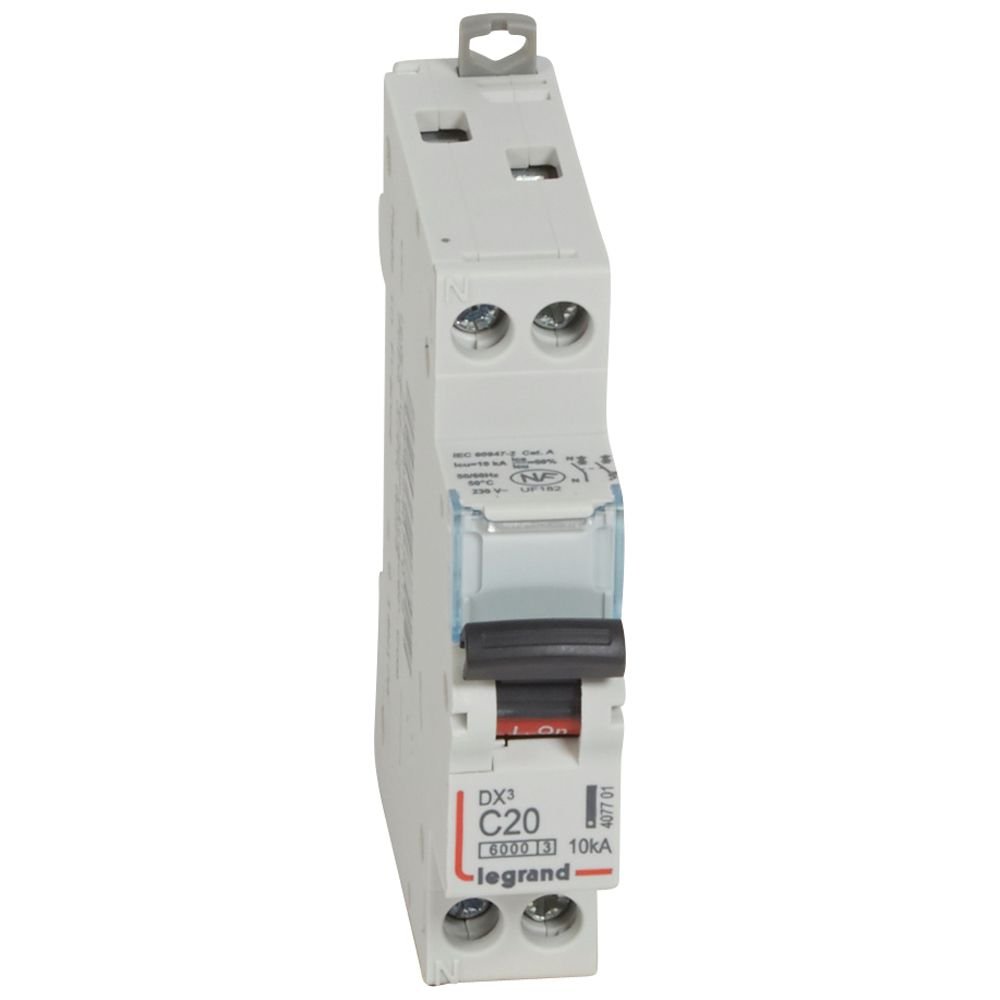 Disjoncteur Legrand DX³ 1P+N 20A courbe C 407701