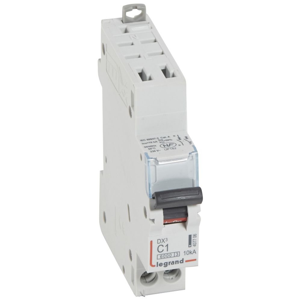 Disjoncteur Legrand DX³ 1P+N 1A courbe C automatique 407706