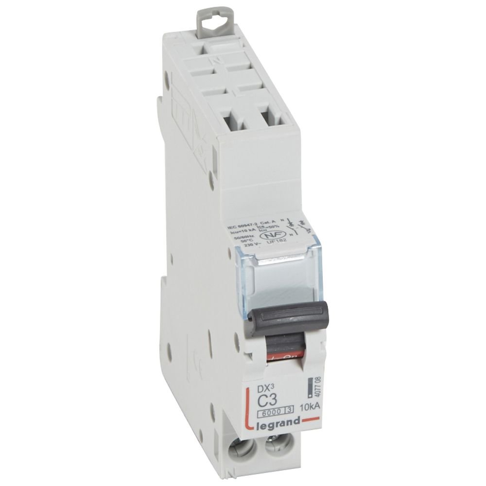 Disjoncteur Legrand DX³ 1P+N 3A courbe C automatique 407708