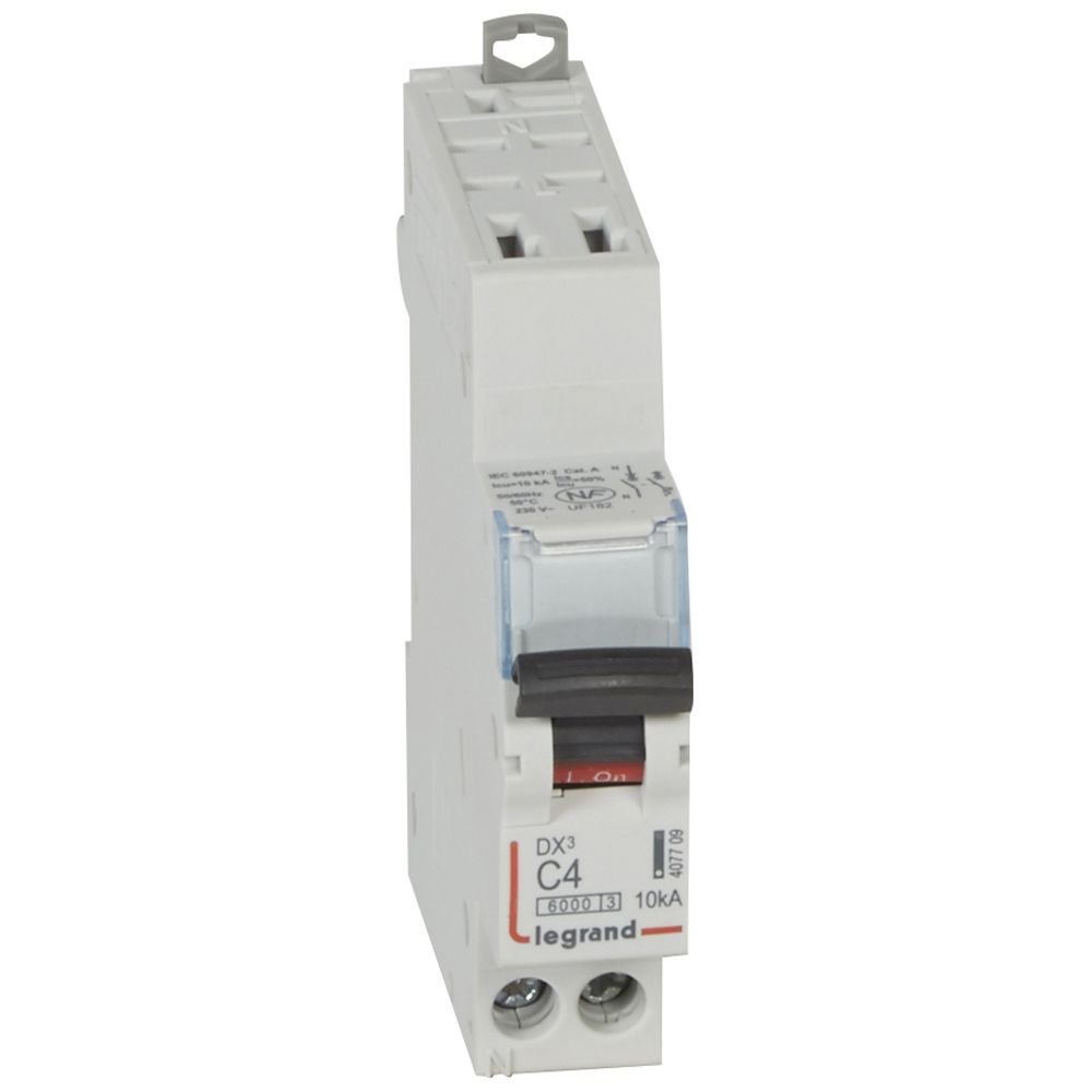 Disjoncteur Legrand DX³ 1P+N 4A courbe C automatique 407709