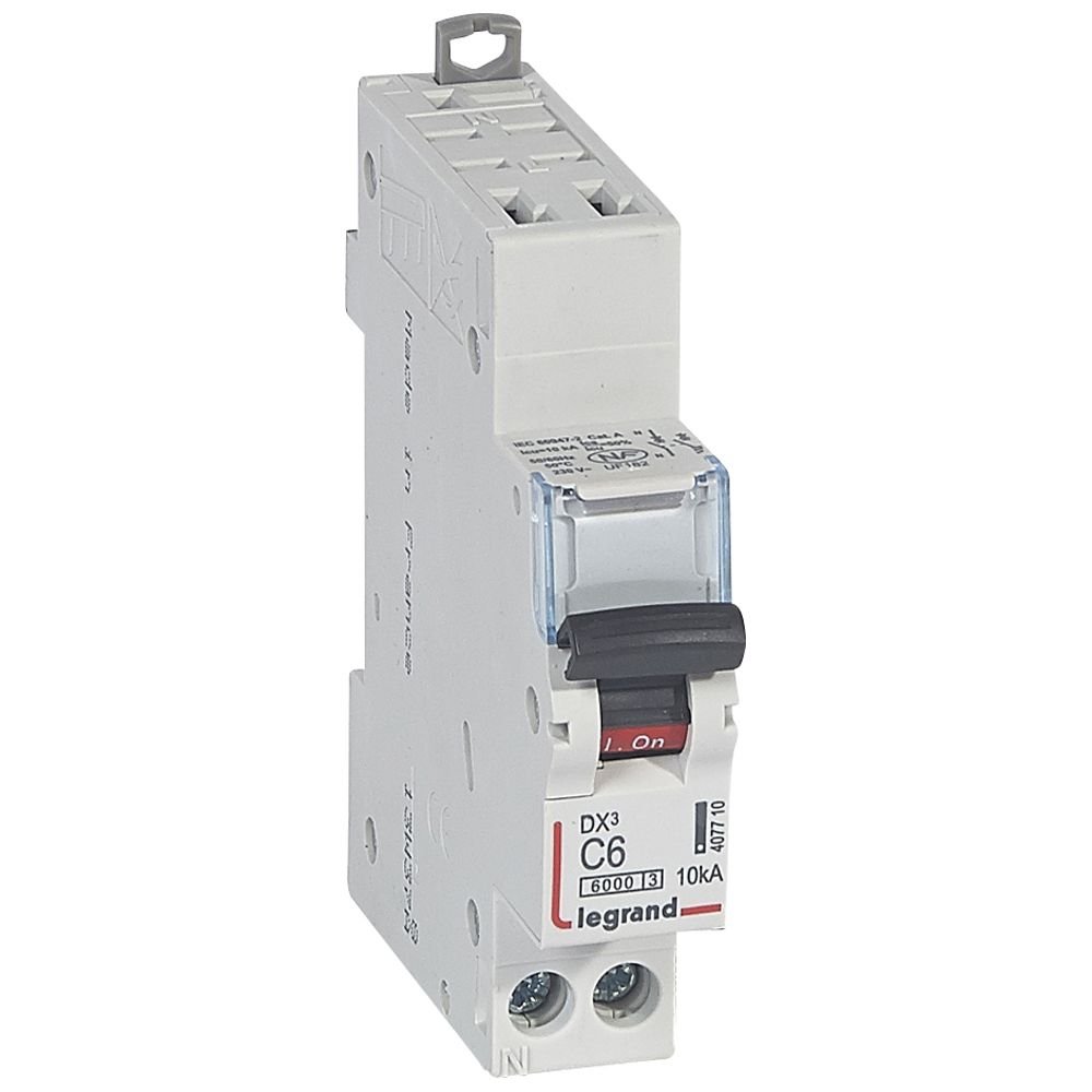 Disjoncteur Legrand DX³ 1P+N 6A courbe C automatique 407710