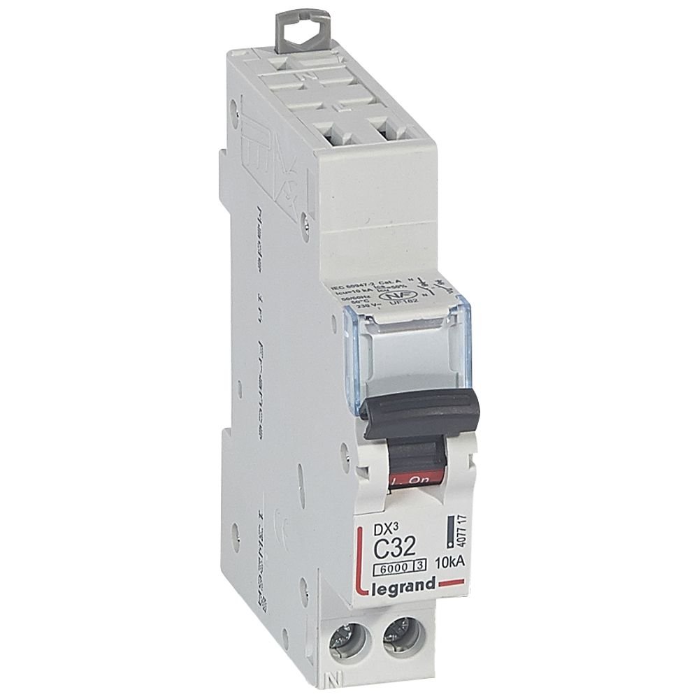 Disjoncteur Legrand DX3 1P+N 32A courbe C