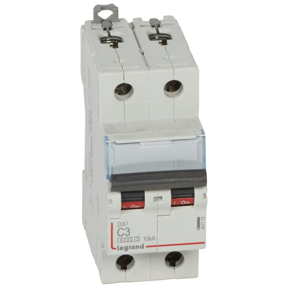 Disjoncteur Legrand DX³ 2P courbe C 3A 6000A 10kA