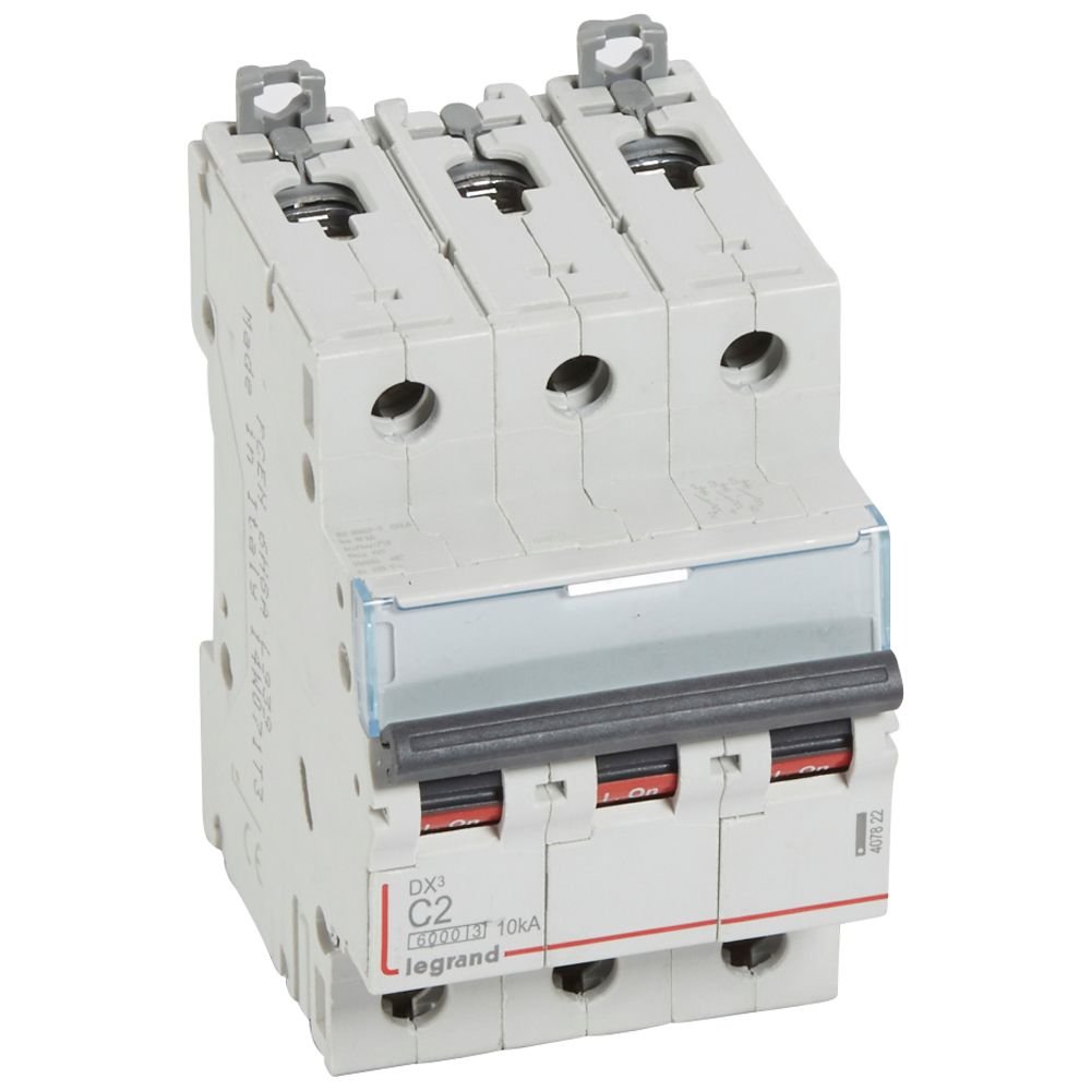 Disjoncteur Legrand DX³ 3P courbe C 2A 6000A 10kA