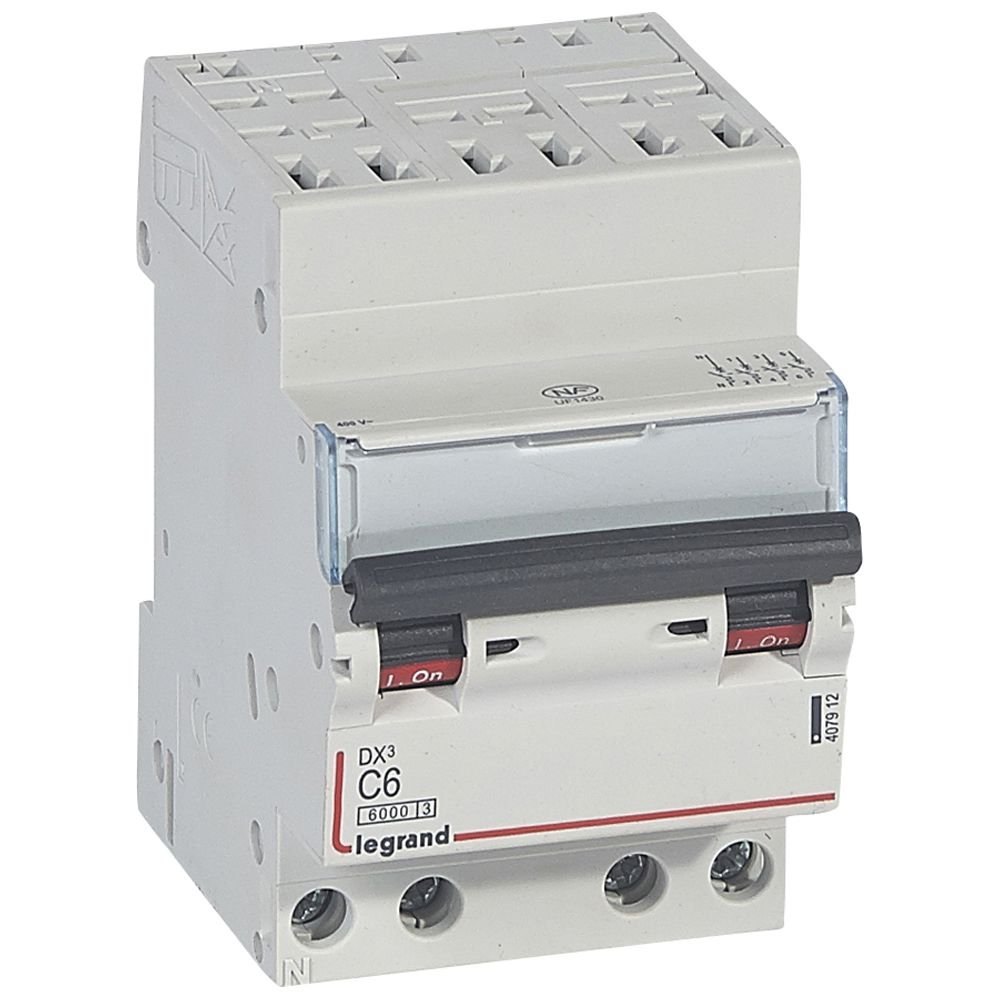 Disjoncteur Legrand DX3 4P 6A courbe C automatique 407912