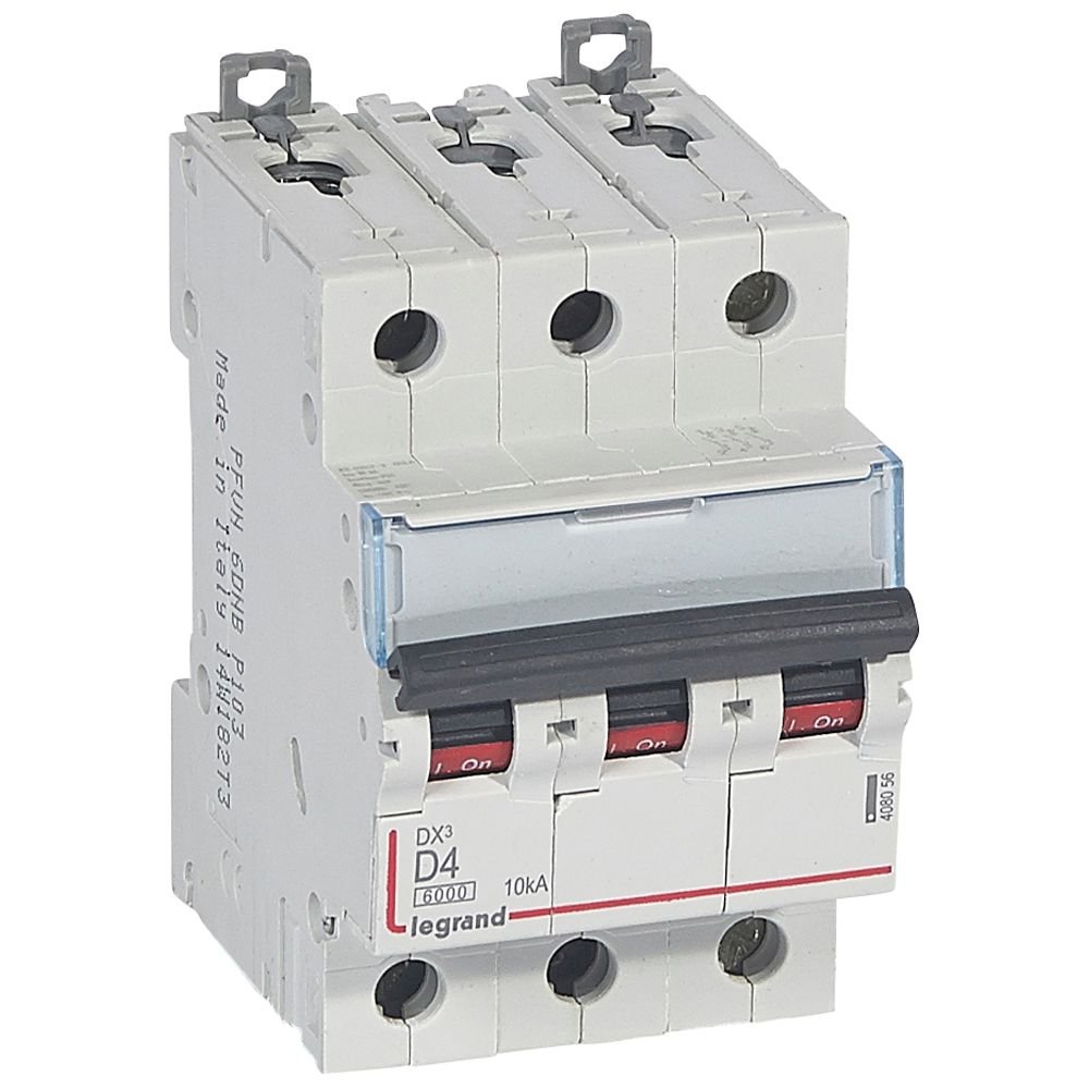 Disjoncteur Legrand DX3 3P 4A courbe D 408056