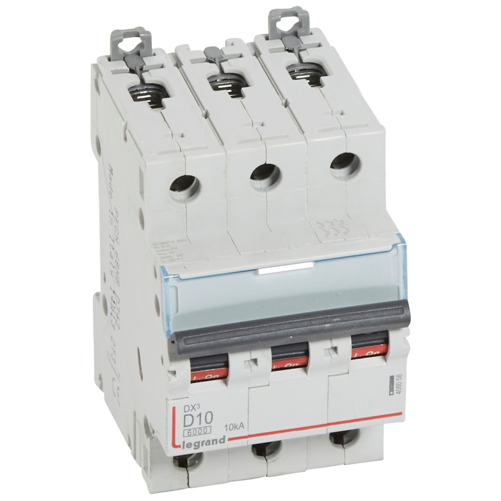 Disjoncteur Legrand DX3 3P 10A courbe D 408058