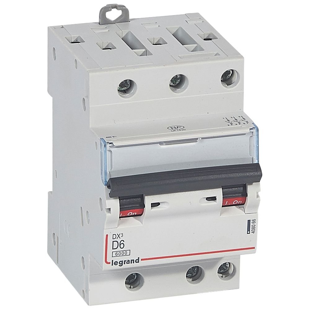 Disjoncteur Legrand DX3 3P 6A courbe D 408066