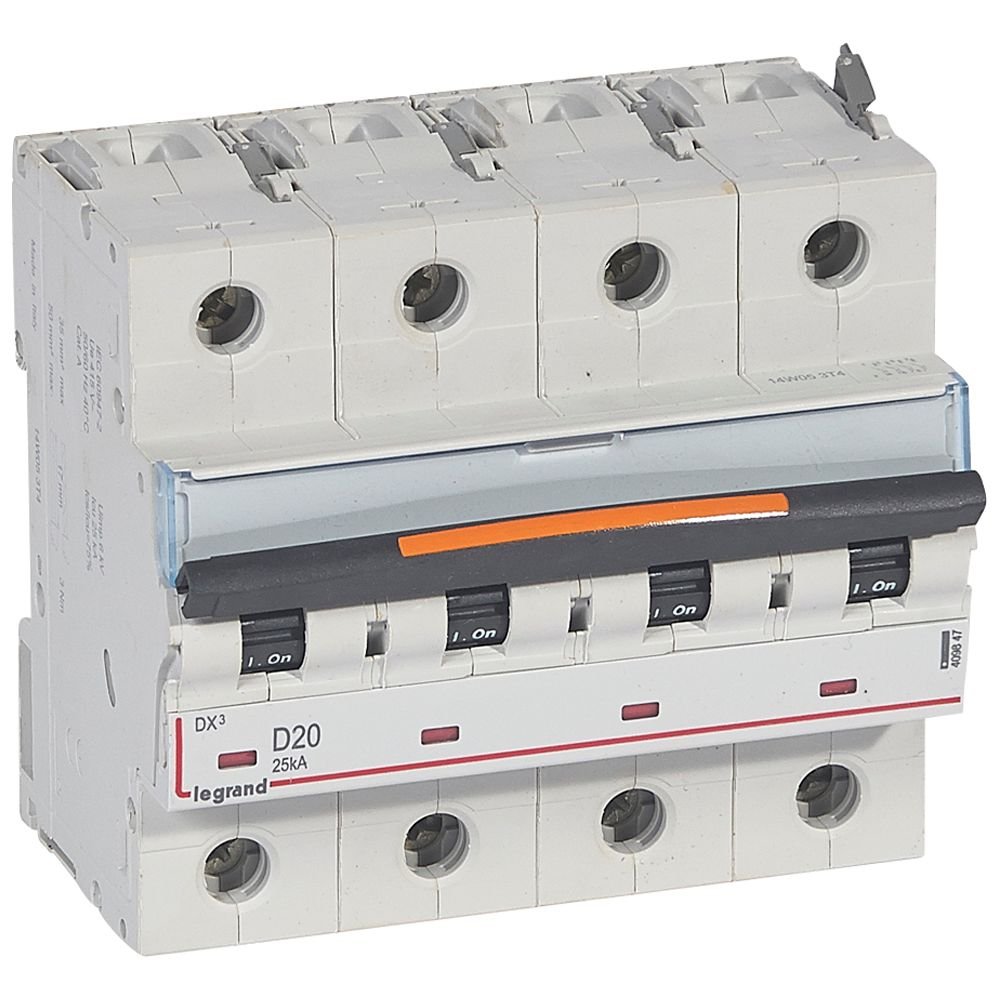 Disjoncteur Legrand DX3 4P D20 25kA 409847