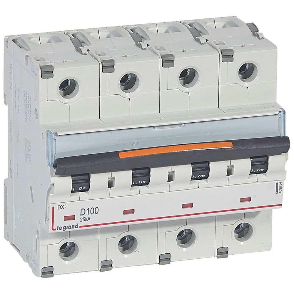 Disjoncteur Legrand DX3 4P D100 25kA 409854