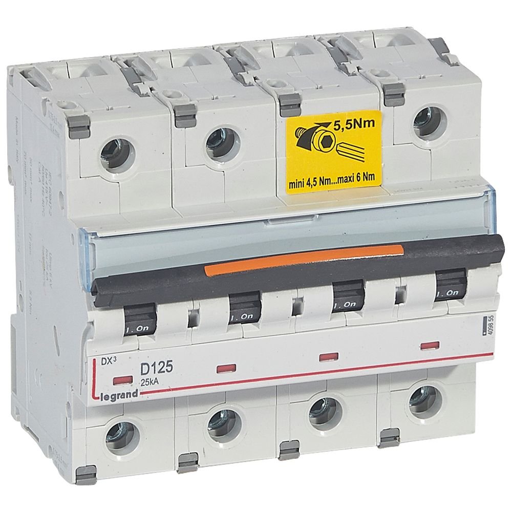 Disjoncteur Legrand DX3 4P D125 25kA 409855