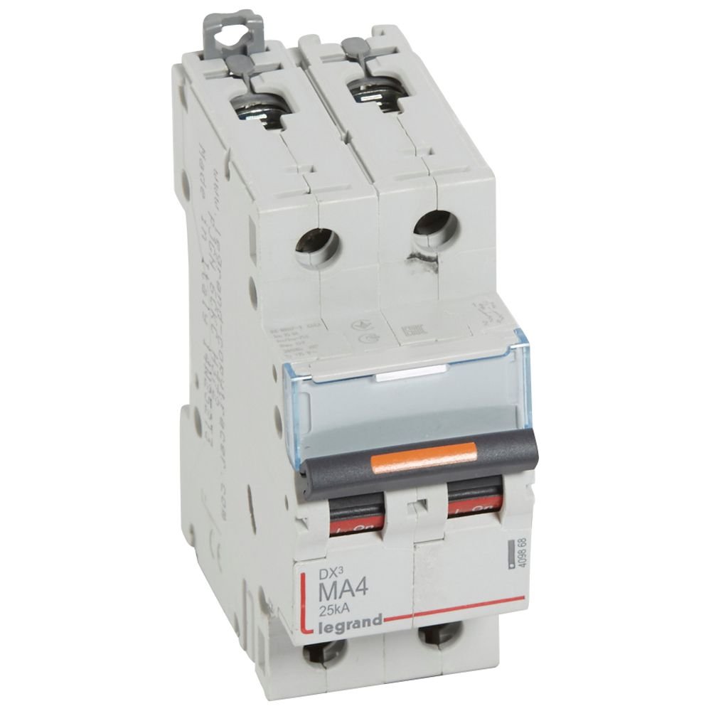 Disjoncteur magnétique Legrand DX3 MA 2P 4A 25kA 409868