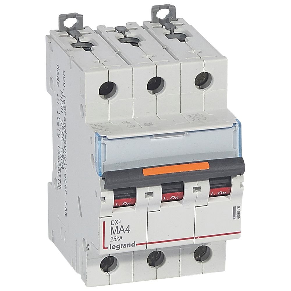 Disjoncteur Legrand DX3 MA 3P 4A 25kA 409878