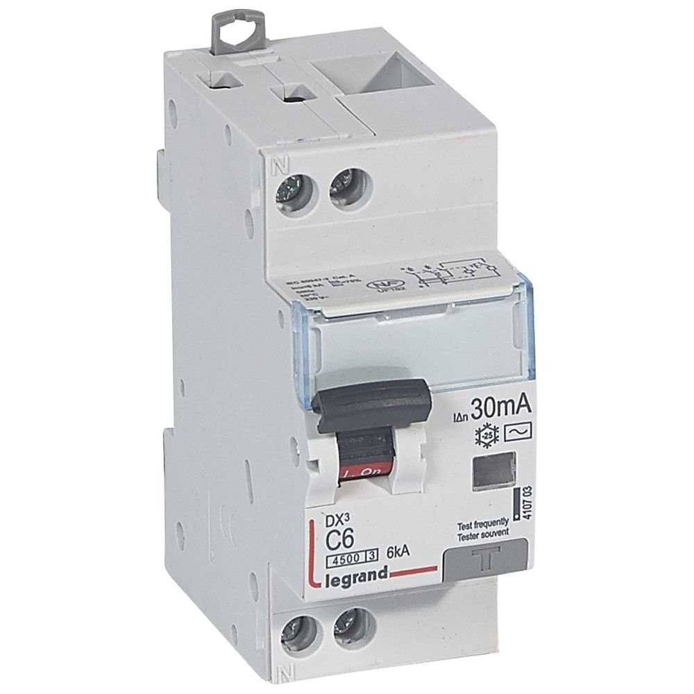 Disjoncteur différentiel Legrand DX³ 6A courbe C 30mA 410703